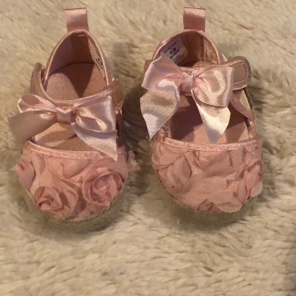 Baby espadrilles sandals satin light pink flower